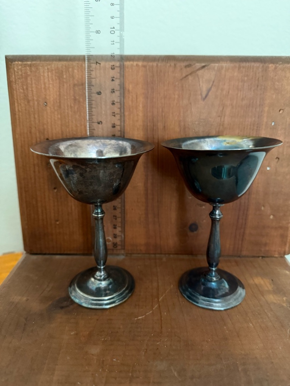 Classic Silver-Tone Stemmed Goblets - Pair